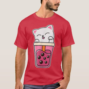 Camiseta Cat Boba Anime Bubble Tea Neko Chicas Kawaii Gift