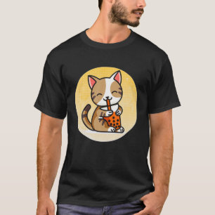 Camiseta Cat Boba Kawaii Japonés Anime Cat Bubble Tea Neko