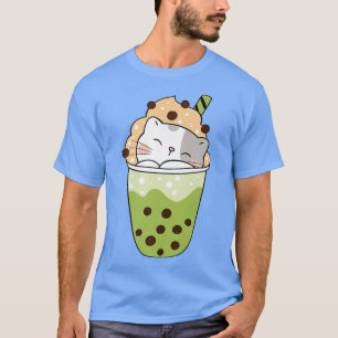 Camiseta Cat boba matcha Boba burbuja té adorable de anime