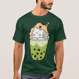 Camiseta Cat boba matcha Boba burbuja té adorable de anime