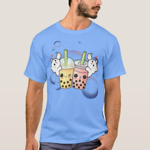 Camiseta Cat Boba Tea Bubble Cute Kawaii Anime White Ki
