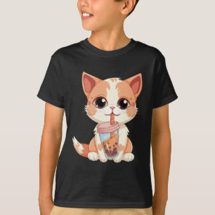 Camiseta Cat Boba Tea Bubble Tea Anime Kawaii Neko