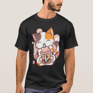 Camiseta Cat Boba Tea Bubble Tea Anime Kawaii Neko