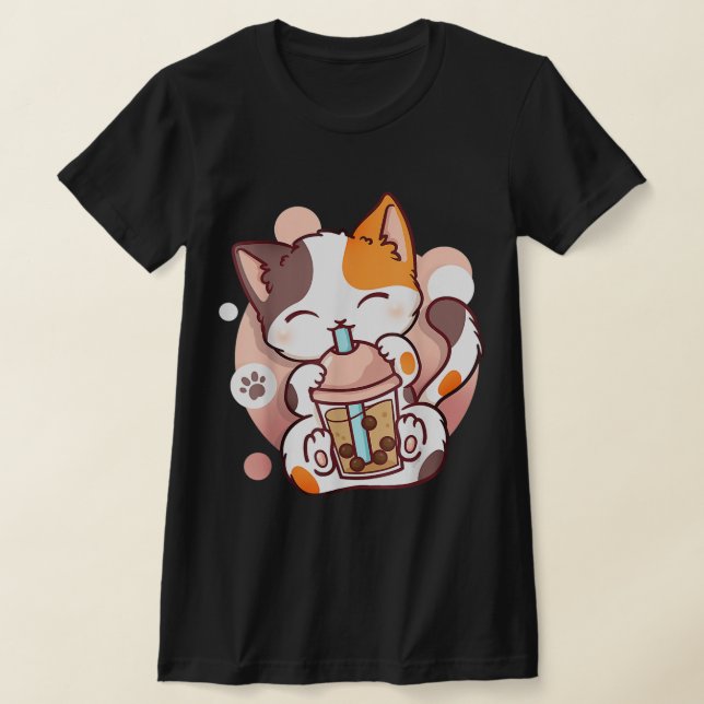 Camiseta Cat Boba Tea Bubble Tea Anime Kawaii Neko (Distribución)