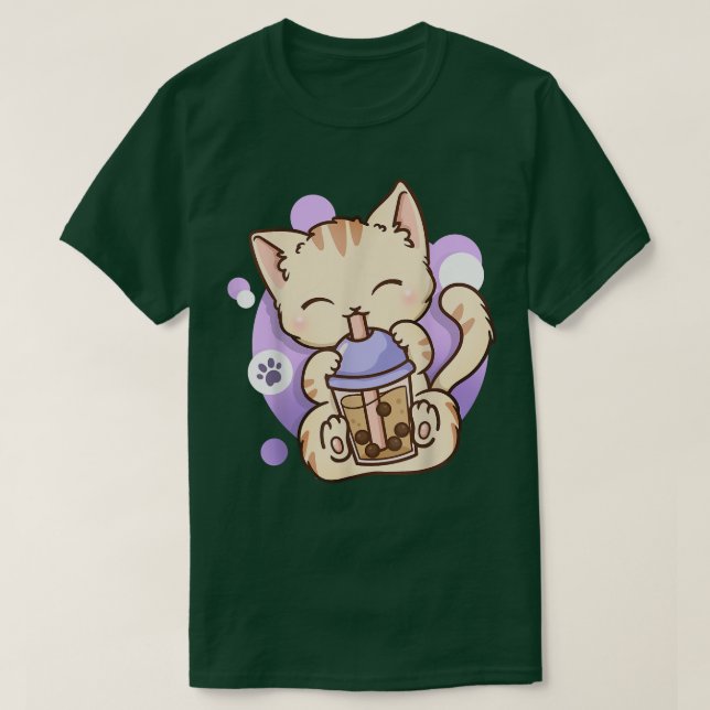 Camiseta Cat Boba Tea Bubble Tea Anime Kawaii Neko (Diseño del anverso)
