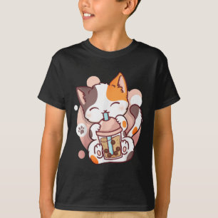 Camiseta Cat Boba Tea Bubble Tea Anime Kawaii Neko