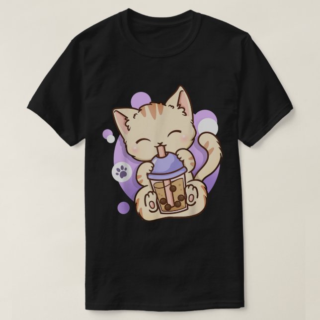 Camiseta Cat Boba Tea Bubble Tea Anime Kawaii Neko (Diseño del anverso)