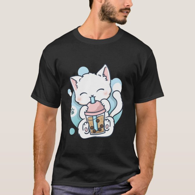 Camiseta Cat Boba Tea Bubble Tea Anime Kawaii Neko (Anverso)