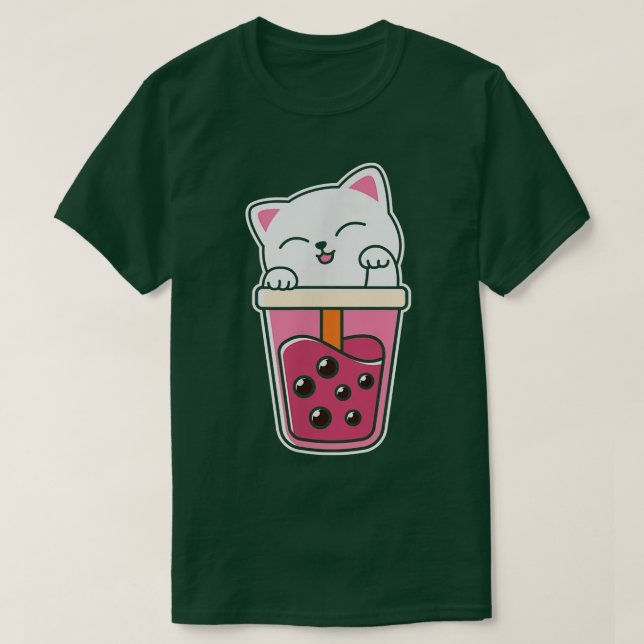 Camiseta Cat Boba Tea Bubble Tea Anime Kawaii Neko (Diseño del anverso)