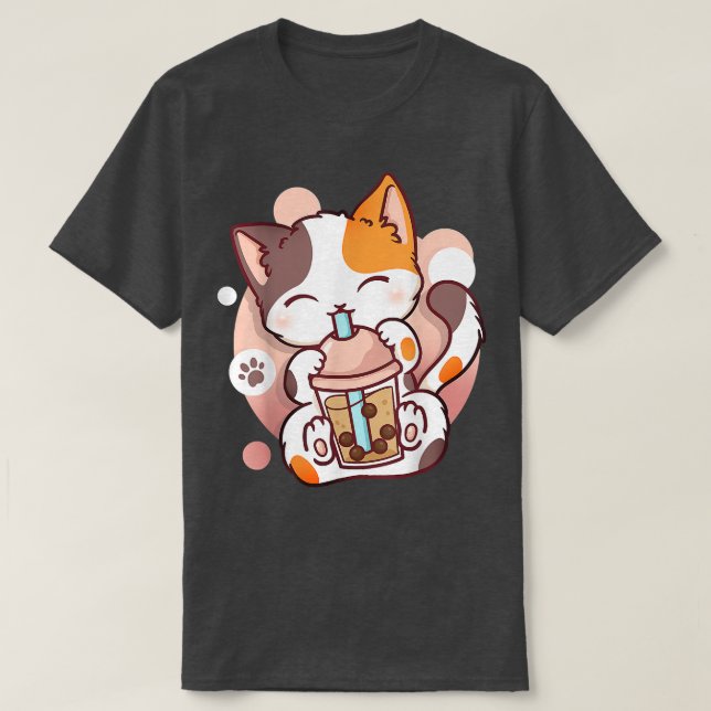 Camiseta Cat Boba Tea Bubble Tea Anime Kawaii Neko for Girl (Diseño del anverso)