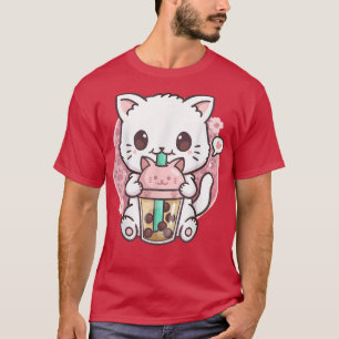 Camiseta Cat Boba Tea Bubble Tea Anime Kawaii Neko Gift Gir