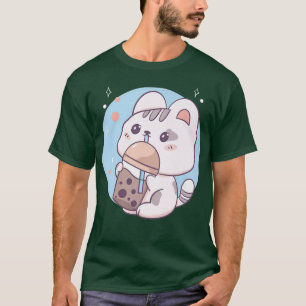 Camiseta Cat Boba Tea Bubble Tea Anime Kawaii Neko Japanese