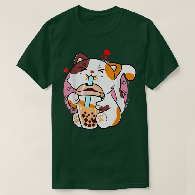 Camiseta Cat Boba Tea Bubble Tea Anime Kawaii Neko Milktea (Diseño del anverso)