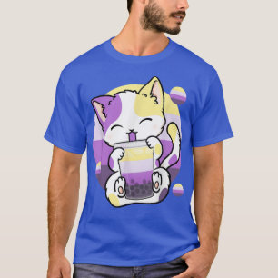 Camiseta Cat Boba Tea Bubble Tea Anime Kawaii Neko Nonbinar