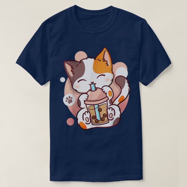Camiseta Cat Boba Tea Bubble Tea Anime Kawaii Neko Para Chi (Diseño del anverso)