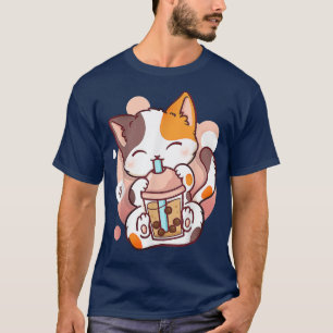 Camiseta Cat Boba Tea Bubble Tea Anime Kawaii Neko Para Chi