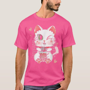 Camiseta Cat Boba Tea Bubble Tea Cat Kawaii Anime Neko Chic