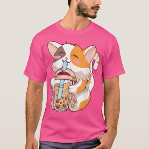 Camiseta Cat Boba Tea Bubble Tea Kawaii Anime Chica japonés