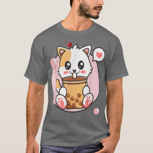 Camiseta Cat Boba Tea Bubble Tea Kawaii Anime Chica japonés