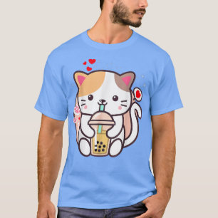 Camiseta Cat Boba Tea Bubble Tea Kawaii Anime Japanese Neko