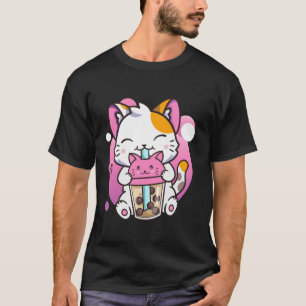 Camiseta Cat Boba Tea Kawaii Anime Graciosos Regalos Para H