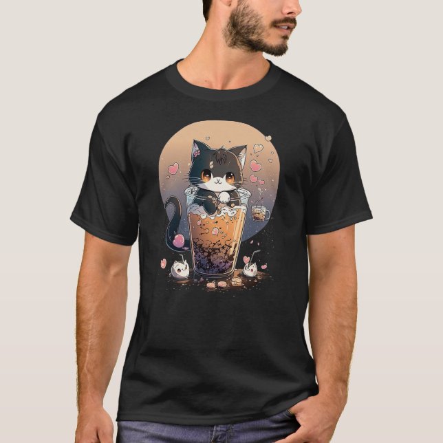 Camiseta Cat Boba Tea kawaii Kitty Bubble Tea Anime (Anverso)