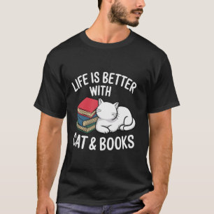 Camiseta Cat Books Lover Design Funny Leer libros