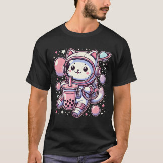 Camiseta Cat Bubble Bobaea In Space Astronaut Anime boy