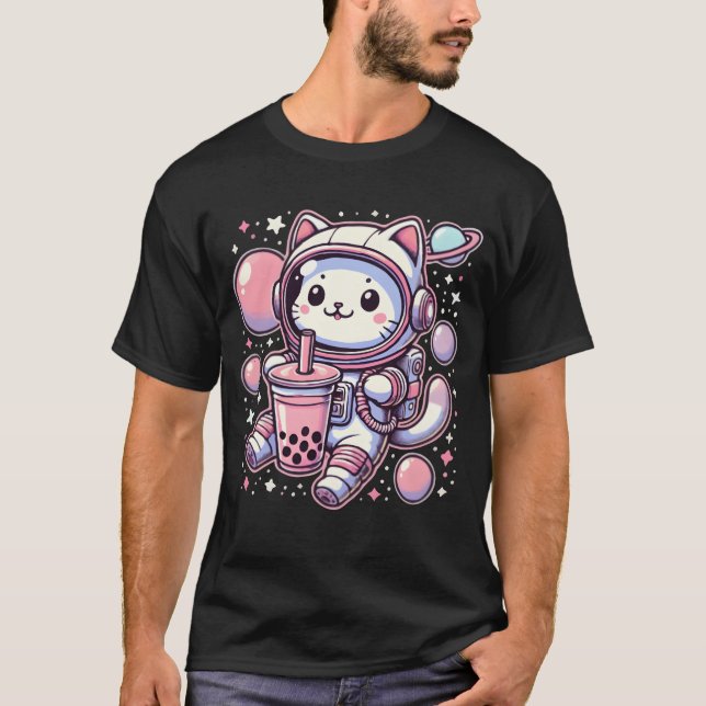 Camiseta Cat Bubble Bobaea In Space Astronaut Anime boy (Anverso)