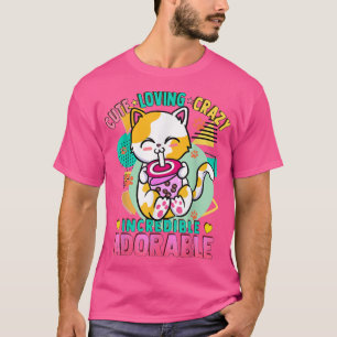 Camiseta Cat Bubble Milk Tea - Cute Kawaii - Loving Crazy A