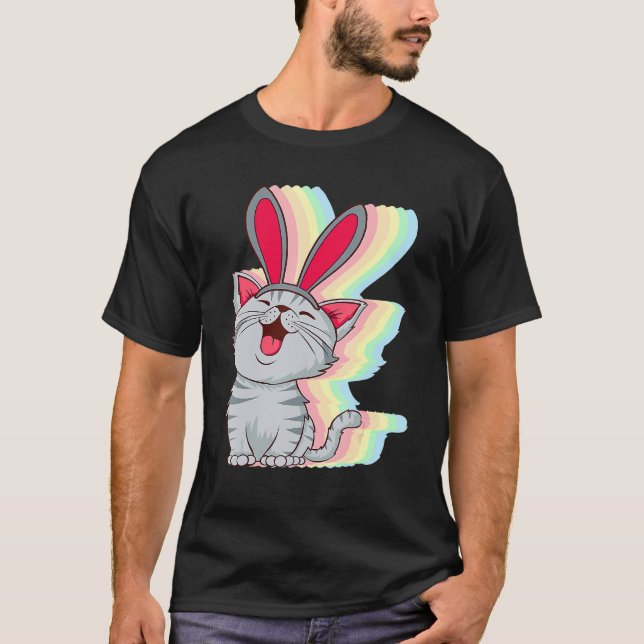 Camiseta Cat Bunny Ears Easter Day Cute Mascota Kitten Boys (Anverso)