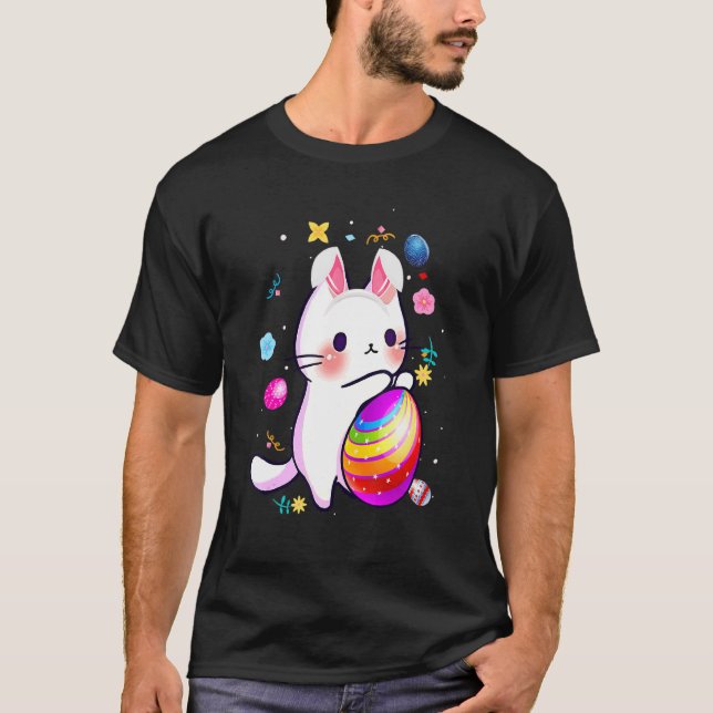Camiseta Cat Bunny Rabbit Easter Eggys Caza de Huevos (Anverso)