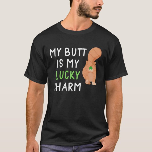 Camiseta Cat Butt St Paddy s Lucky Green Saint Irish Shamro (Anverso)
