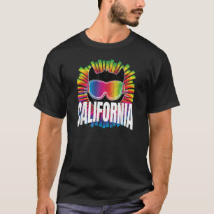 Camiseta Cat California Rainbow Kitty Cat w Ski Goggles Rad