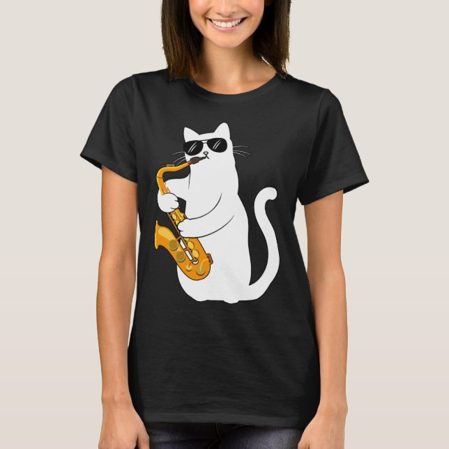Camiseta Cat  Cat Saxophone Tee  Cat Sax (Anverso)