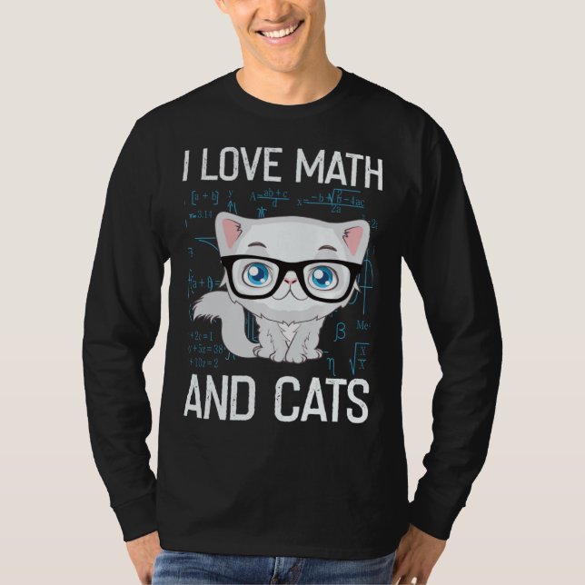 Camiseta Cat Christian Gif I Love Math And Cats (Anverso)