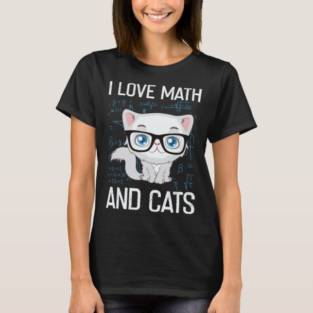 Camiseta Cat Christian Gif I Love Math And Cats (Anverso)