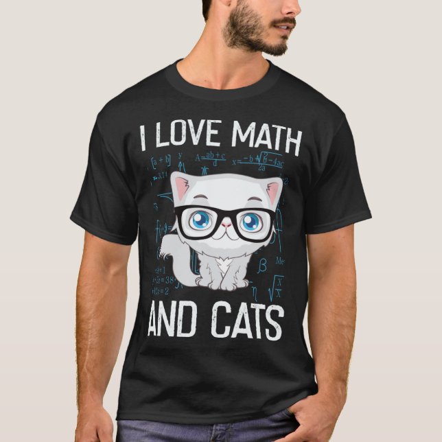 Camiseta Cat Christian Gif I Love Math And Cats (Anverso)