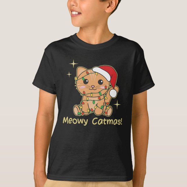Camiseta Cat Christmas Animals Cute Cats Meowy Catmas (Anverso)