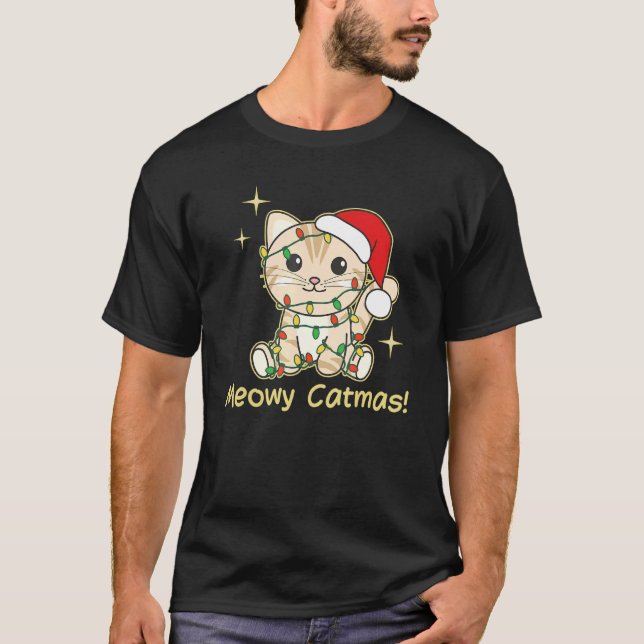 Camiseta Cat Christmas Animals Cute Cats Meowy Catmas 1 (Anverso)