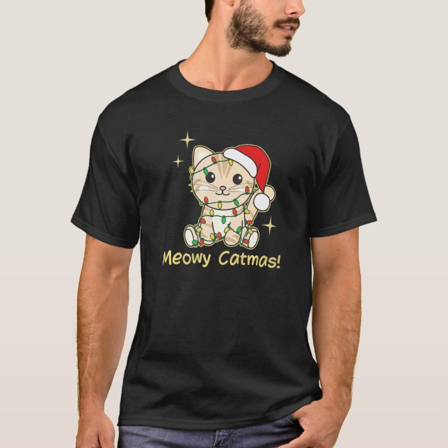 Camiseta Cat Christmas Animals Cute Cats Meowy Catmas  1 (Anverso)