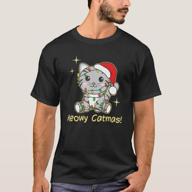 Camiseta Cat Christmas Animals Cute Cats Meowy Catmas 12 (Anverso)