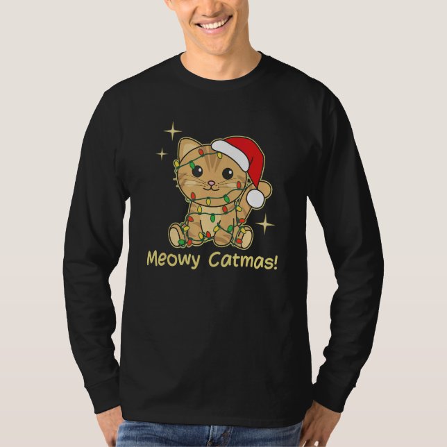 Camiseta Cat Christmas Animals Cute Cats Meowy Catmas 2 (Anverso)