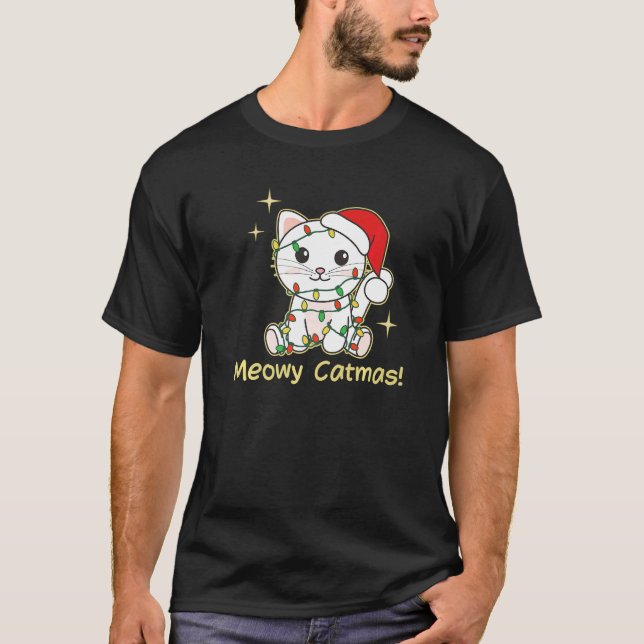 Camiseta Cat Christmas Animals Cute Cats Meowy Catmas  4 (Anverso)