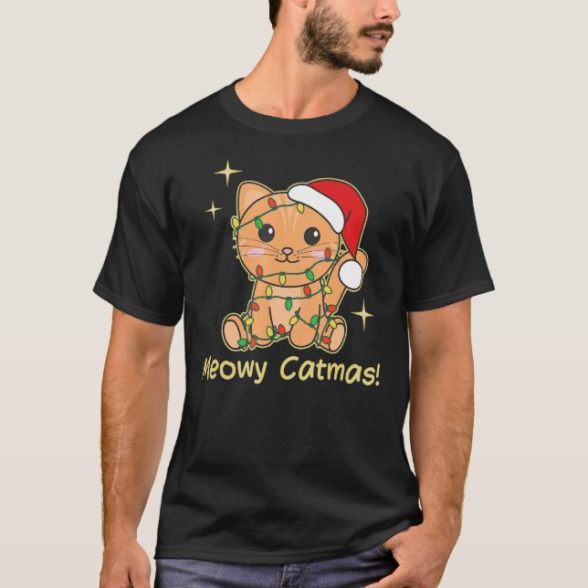 Camiseta Cat Christmas Animals Cute Cats Meowy Catmas 4 (Anverso)