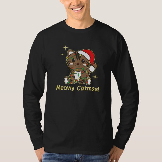 Camiseta Cat Christmas Animals Cute Cats Meowy Catmas  6 (Anverso)