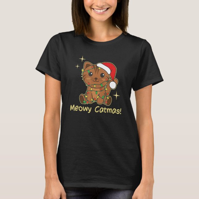 Camiseta Cat Christmas Animals Cute Cats Meowy Catmas 7 (Anverso)