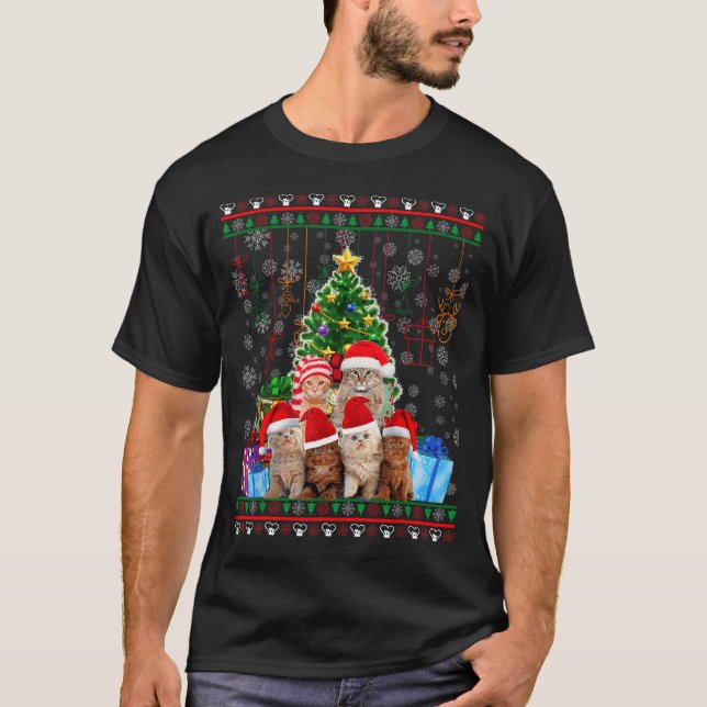 Camiseta Cat Christmas Funny Ugly Women Men Merry Gift  (Anverso)