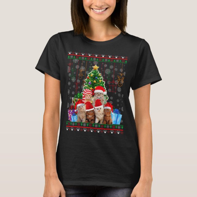Camiseta Cat Christmas Funny Ugly Women Men Merry Gift  (Anverso)