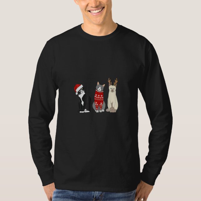 Camiseta Cat Christmas  Meowy Merry Catmas Cat (Anverso)